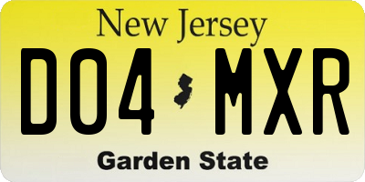NJ license plate D04MXR