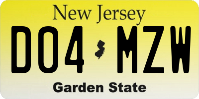 NJ license plate D04MZW
