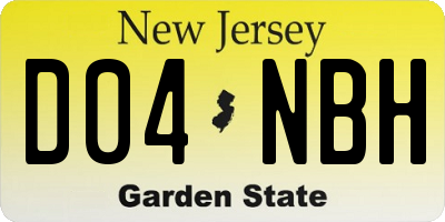 NJ license plate D04NBH