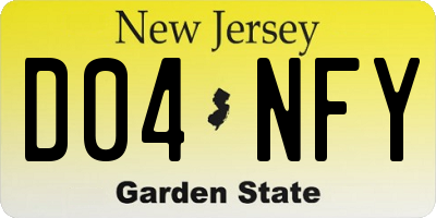 NJ license plate D04NFY