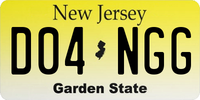NJ license plate D04NGG