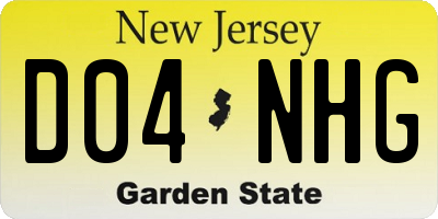 NJ license plate D04NHG