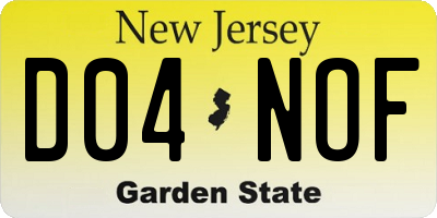 NJ license plate D04NOF