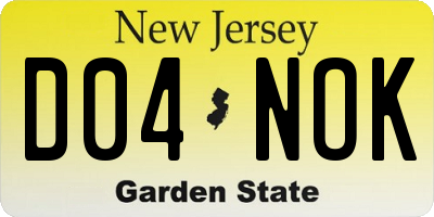 NJ license plate D04NOK