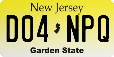 NJ license plate D04NPQ