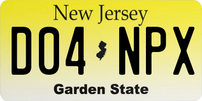 NJ license plate D04NPX