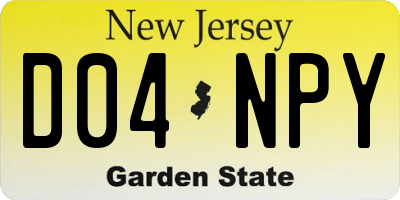 NJ license plate D04NPY