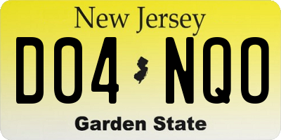NJ license plate D04NQO