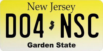 NJ license plate D04NSC