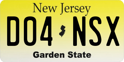 NJ license plate D04NSX