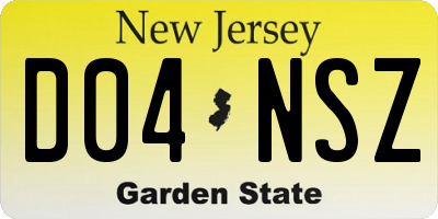 NJ license plate D04NSZ