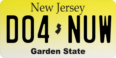 NJ license plate D04NUW