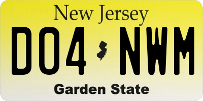 NJ license plate D04NWM