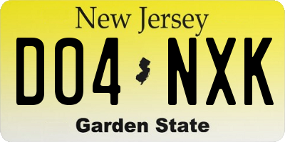 NJ license plate D04NXK