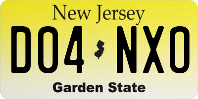 NJ license plate D04NXO