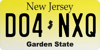 NJ license plate D04NXQ
