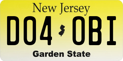 NJ license plate D04OBI