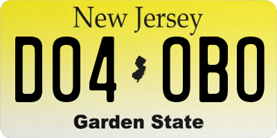 NJ license plate D04OBO