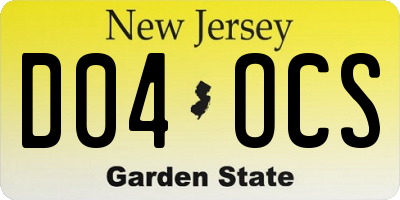 NJ license plate D04OCS