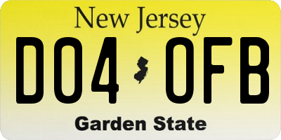NJ license plate D04OFB