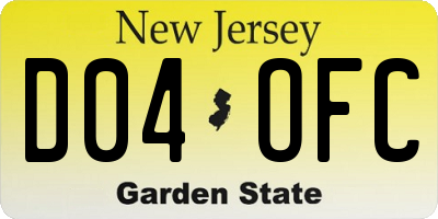 NJ license plate D04OFC
