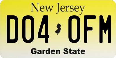 NJ license plate D04OFM