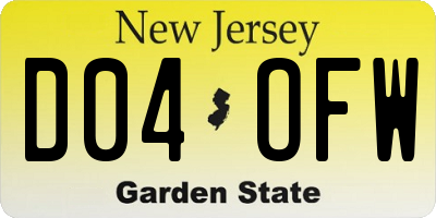 NJ license plate D04OFW