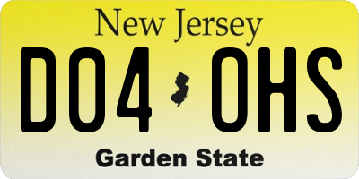 NJ license plate D04OHS