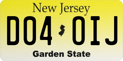 NJ license plate D04OIJ