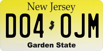 NJ license plate D04OJM