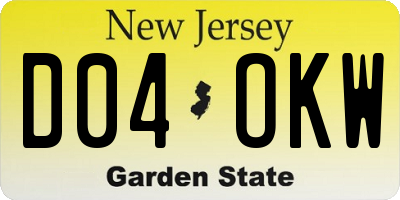NJ license plate D04OKW