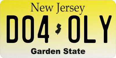 NJ license plate D04OLY