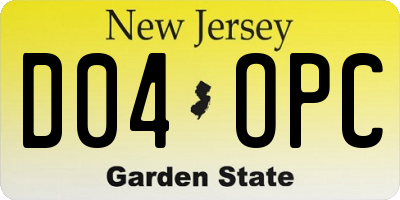 NJ license plate D04OPC
