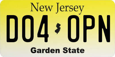 NJ license plate D04OPN