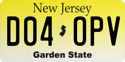 NJ license plate D04OPV