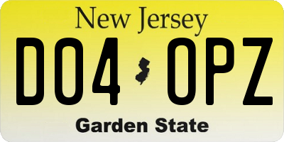 NJ license plate D04OPZ