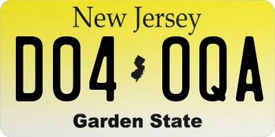 NJ license plate D04OQA