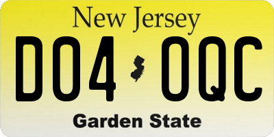 NJ license plate D04OQC