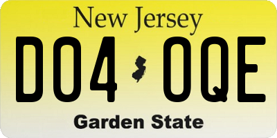 NJ license plate D04OQE