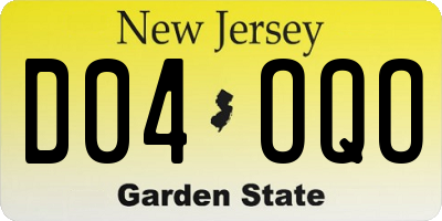 NJ license plate D04OQO