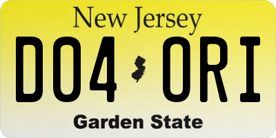 NJ license plate D04ORI
