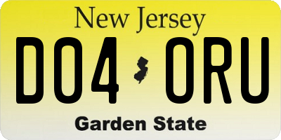 NJ license plate D04ORU