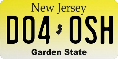 NJ license plate D04OSH