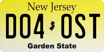 NJ license plate D04OST