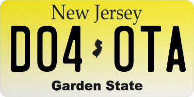 NJ license plate D04OTA