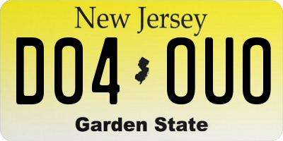 NJ license plate D04OUO