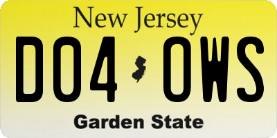 NJ license plate D04OWS