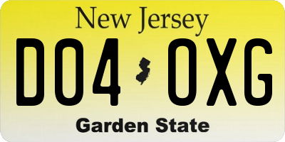 NJ license plate D04OXG