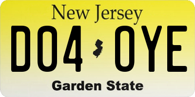 NJ license plate D04OYE