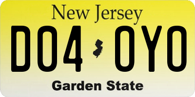 NJ license plate D04OYO